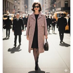 Vintage Neiman Marcus Pink Tweed Pea Coat